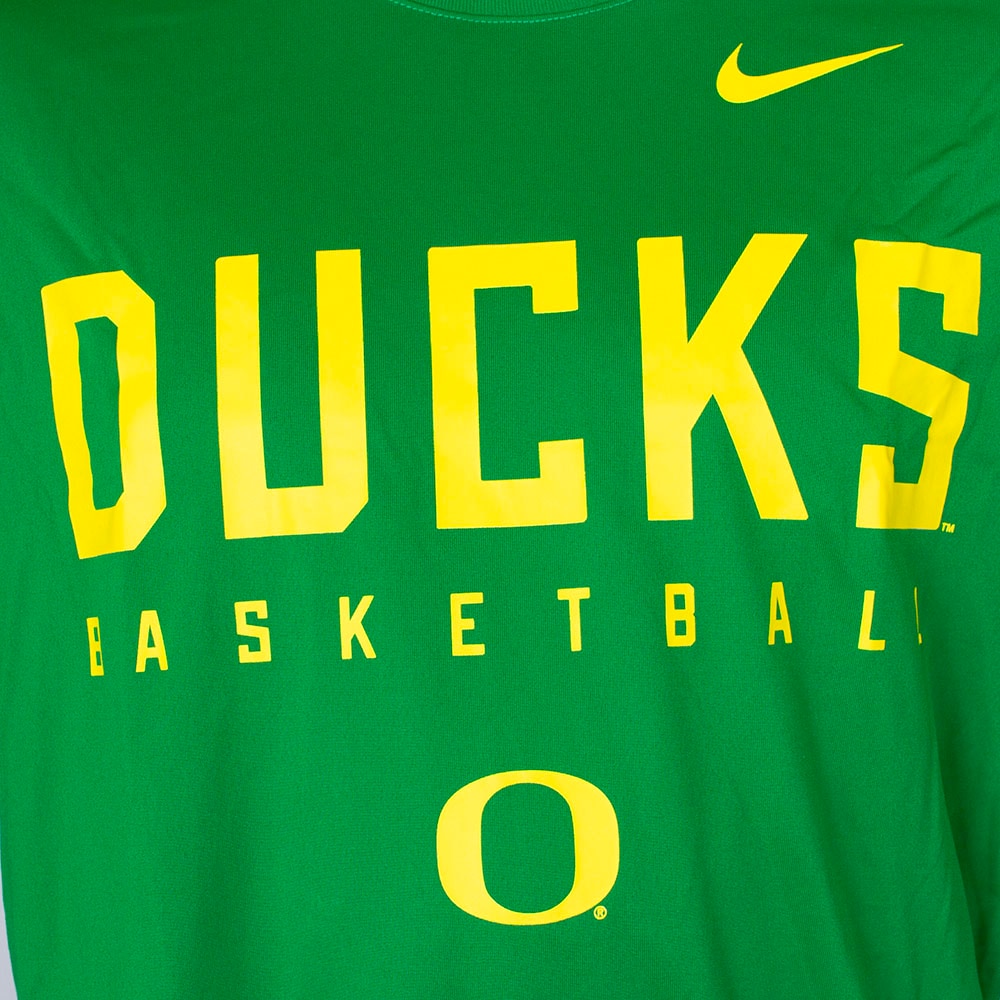 Classic Oregon O, Nike, Green, Crew Neck, Polyester, Men, Basketball, Courtside, T-Shirt, 945436